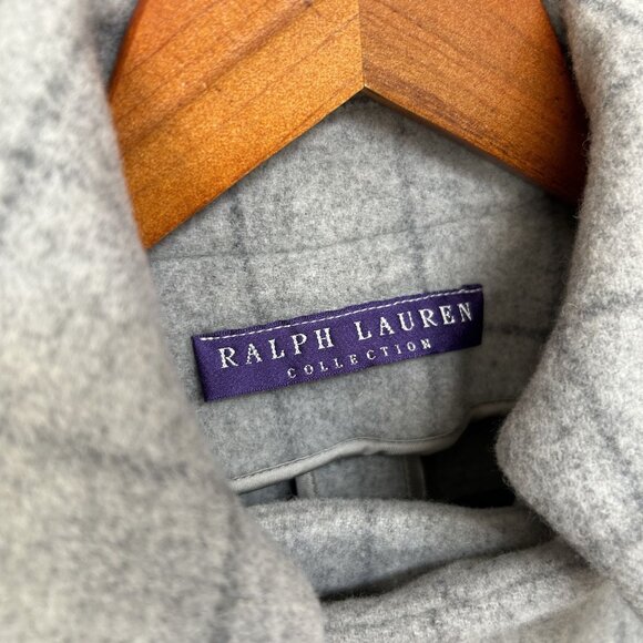 Ralph Lauren Purple Label Jacket Small Gray Double Breasted Trench Widow Pane - Picture 2 of 8